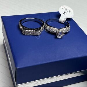 New Engagement ring set for women Size 8 silver (Gold Laminated)‎
